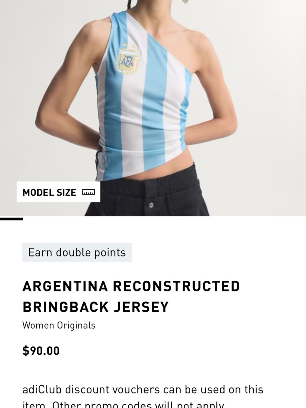 adidas Argentina One-Shoulder Blue & White Crop Top